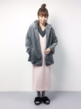 「B'2nd（ビーセカンド）のアイテム（ブルゾン）」を使った、SUBさん（レディース・154cm）の冬コーディネート