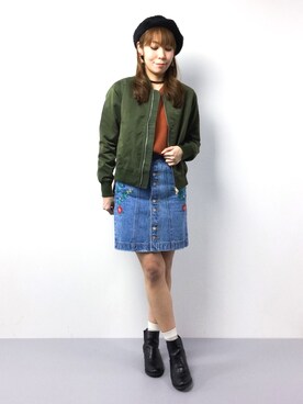 「Settimissimo（セッティミッシモ）のアイテム（MA-1）」を使った、SUBさん（レディース・154cm）の冬コーディネート