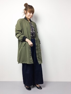 「Doux archives（ドゥアルシーヴ）のアイテム（MA-1）」を使った、SUBさん（レディース・154cm）の冬コーディネート