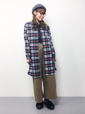 「rps（アールピーエス）のアイテム（シャツワンピース）」を使った、SUBさん（レディース・154cm）の冬コーディネート