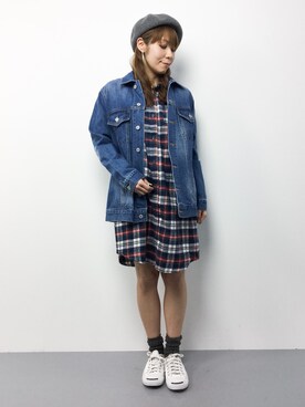 「DRWCYS（ドロシーズ）のアイテム（デニムジャケット）」を使った、SUBさん（レディース・154cm）の冬コーディネート