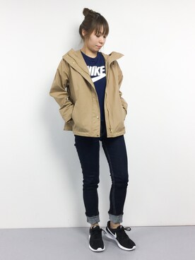 「MK MICHEL KLEIN（エムケーミッシェルクラン）のアイテム（マウンテンパーカー）」を使った、SUBさん（レディース・154cm）の冬コーディネート
