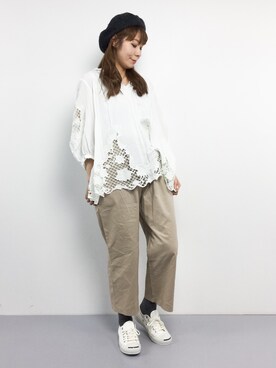 「MERLOT（メルロー）のアイテム（チノパンツ）」を使った、SUBさん（レディース・154cm）の冬コーディネート