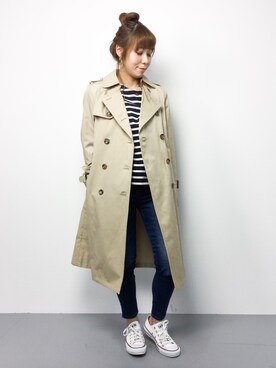 「Simplicite（サンプリシテ）のアイテム（トレンチコート）」を使った、SUBさん（レディース・154cm）の冬コーディネート