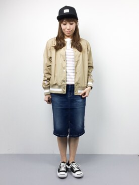 「Champion（チャンピオン）のアイテム（ブルゾン）」を使った、SUBさん（レディース・154cm）の冬コーディネート