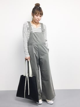 「note et silence （ノートエシロンス）のアイテム（サロペット/オーバーオール）」を使った、SUBさん（レディース・154cm）の春コーディネート
