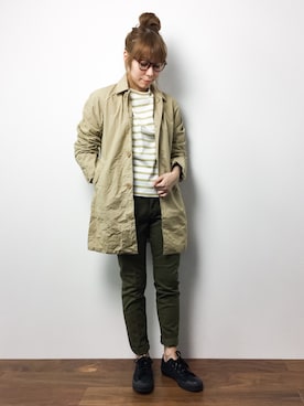 「D.M.G.（ドミンゴ）のアイテム（ジャケット/アウター）」を使った、SUBさん（レディース・154cm）の春コーディネート