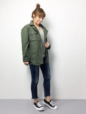 「HusHusH（ハッシュアッシュ）のアイテム（ジャケット/アウター）」を使った、SUBさん（レディース・154cm）の春コーディネート