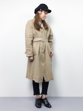 「PAR ICI（パーリッシィ）のアイテム（ステンカラーコート）」を使った、SUBさん（レディース・154cm）の春コーディネート