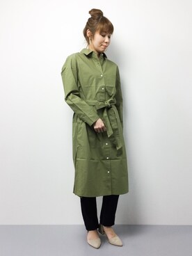 「LAKOLE（ラコレ）のアイテム（シャツワンピース）」を使った、SUBさん（レディース・154cm）の春コーディネート