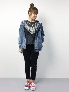 「SPINNS（スピンズ）のアイテム（ジャケット/アウター）」を使った、SUBさん（レディース・154cm）の春コーディネート