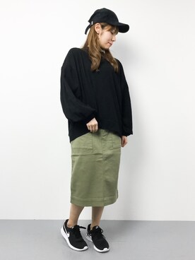 「coca（coca）（コカ）のアイテム（スウェット）」を使った、SUBさん（レディース・154cm）の春コーディネート