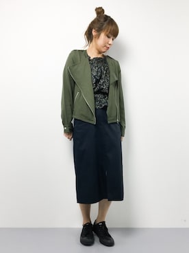 「archives（アルシーヴ）のアイテム（ノーカラージャケット）」を使った、SUBさん（レディース・154cm）の春コーディネート