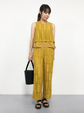 「アイテム（サロペット/オーバーオール、イエロー系）」を使った、SUBさん（レディース・154cm）の夏コーディネート