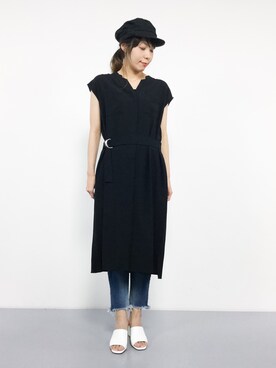 「NATURAL BEAUTY BASIC（ナチュラルビューティーベーシック）のアイテム（シャツワンピース）」を使った、SUBさん（レディース・154cm）の夏コーディネート