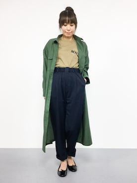 「A part by（アパートバイ）のアイテム（シャツワンピース）」を使った、SUBさん（レディース・154cm）の秋コーディネート