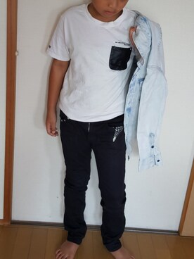 「GAP（ギャップ）のアイテム（シャツ/ブラウス、ブルー系）」を使った、Hi-mamaさん（レディース）の秋コーディネート