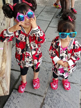 「韓国子ども服のアイテム（ジャケット/アウター、レッド系）」を使った、Hi-mamaさん（レディース）の秋コーディネート