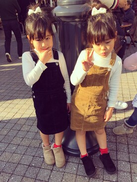 「GLOBAL WORK（グローバルワーク）のアイテム（オールインワン・サロペット）」を使った、Maimamさん（キッズ・110cm）の冬コーディネート