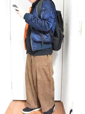 「BEAUTY&YOUTH UNITED ARROWS（ビューティーアンドユースユナイテッドアローズ）のアイテム（MA-1）」を使った、ゆうさん（メンズ・168cm）の春コーディネート