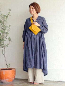 「アイテム（ボディバッグ/ウエストポーチ、イエロー系）」を使った、inoueさん（レディース・154cm）の夏コーディネート