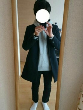 「ダニエルウェリントン」｜「アイテム（チェスターコート）」を使った、ひろ さん（メンズ・170cm）の冬コーディネート
