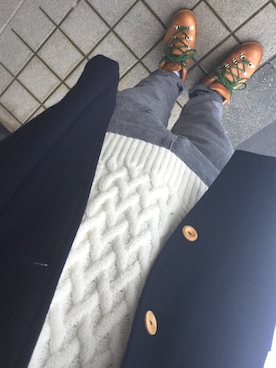 「ツイードパンツ」｜「アイテム（ブーツ）」を使った、hitoriさん（メンズ・177cm）の冬コーディネート