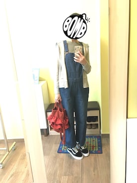 「ソックス」｜「アイテム（オールインワン・サロペット）」を使った、KOKONEさん（レディース・168cm）の冬コーディネート