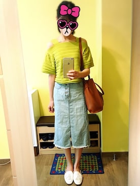 「スリッパ」｜「アイテム（スリッポン）」を使った、KOKONEさん（レディース・168cm）の夏コーディネート