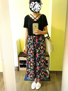 「スリッパ」｜「アイテム（スリッポン）」を使った、KOKONEさん（レディース・168cm）の夏コーディネート