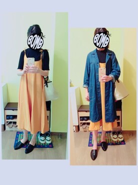「スリッパ」｜「アイテム（ジャケット/アウター）」を使った、KOKONEさん（レディース・168cm）の秋コーディネート
