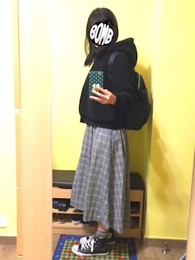 「WC（ダブル シー）のアイテム（ブルゾン）」を使った、KOKONEさん（レディース・168cm）の冬コーディネート