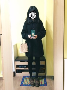 「袖ボリューム」｜「アイテム（その他アウター）」を使った、KOKONEさん（レディース・168cm）の冬コーディネート