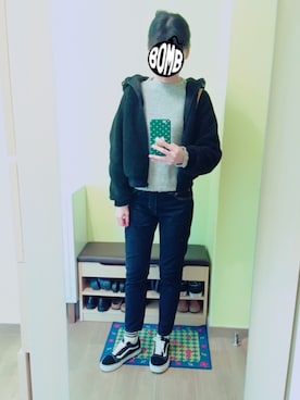 「WC（ダブル シー）のアイテム（ブルゾン）」を使った、KOKONEさん（レディース・168cm）の春コーディネート