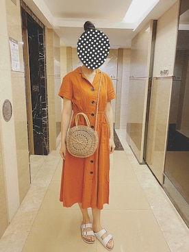 「スリッパ」｜「アイテム（ワンピース/ドレス）」を使った、KOKONEさん（レディース・168cm）の春コーディネート