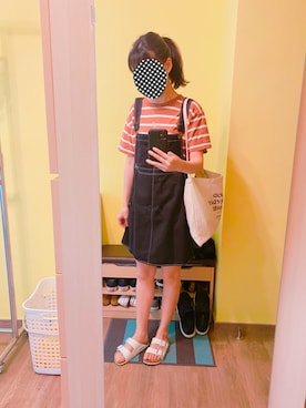 「スリッパ」｜「アイテム（ワンピース/ドレス）」を使った、KOKONEさん（レディース・168cm）の夏コーディネート