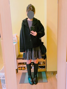 「プリーツバッグ」｜「アイテム（ダウンジャケット/コート）」を使った、KOKONEさん（レディース・168cm）の冬コーディネート