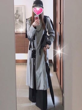 「傘」｜「アイテム（チェスターコート）」を使った、致し方なく課金さん（レディース・156cm）の春コーディネート