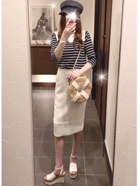 「マリンコーデ」｜「アイテム（アナログ腕時計）」を使った、致し方なく課金さん（レディース・156cm）の夏コーディネート