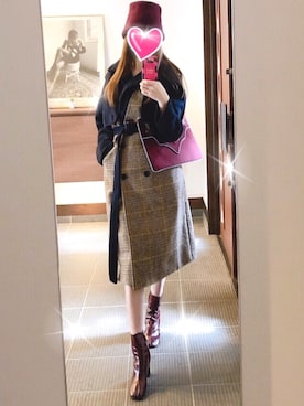 「casselini」｜「アイテム（トレンチコート）」を使った、致し方なく課金さん（レディース・157cm）の冬コーディネート