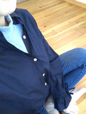 「GLOBAL WORK（グローバルワーク）のバックリボンシャツ長袖/763876（シャツ/ブラウス）」を使った、mioさん（レディース・160cm）の秋コーディネート