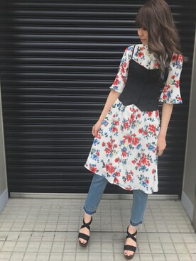 「GUILD PRIME（ギルドプライム）のアイテム（パンツ）」を使った、minaさん（レディース・166cm）の春コーディネート