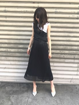 「膝下スカート」｜minaさん（レディース・166cm）の夏コーディネート