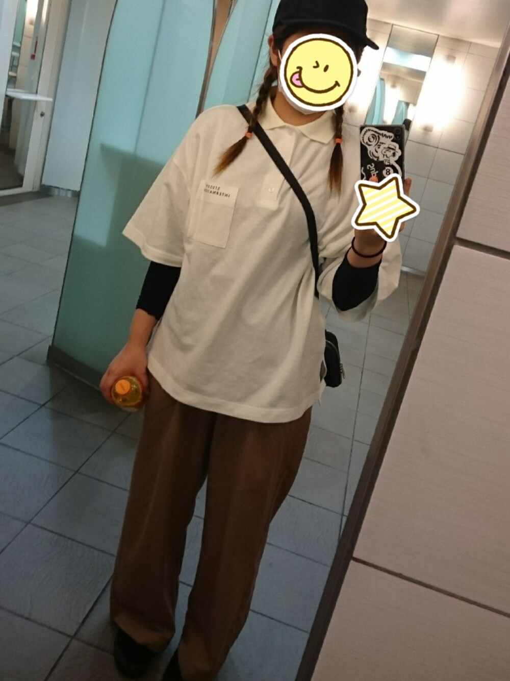 「stussy、stussy women、ポロシャツ、キャップスタイル、VANS、スケータースタイル、おとこのこスタイル」｜「MILKのアイテム（バッグ、ブラック系）」を使った、seimaaさん（レディース・156cm）の夏コーディネートの1枚目の写真