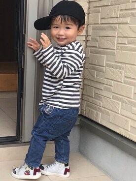 「ZARA KIDSのアイテム（トップス、ブラック系）」を使った、mNt15さん（キッズ・100cm）の秋コーディネート