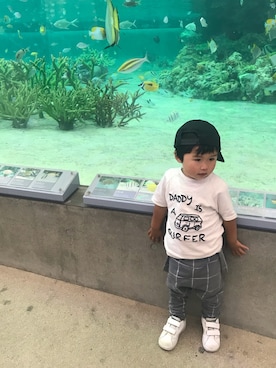 「ZARA KIDSのアイテム（Tシャツ/カットソー、ホワイト系）」を使った、mNt15さん（キッズ・100cm）の夏コーディネート