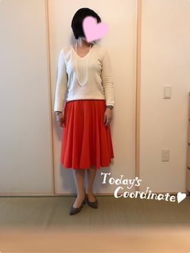 「オレンジスカート」｜piyopiyo さん（レディース・163cm）の春コーディネート