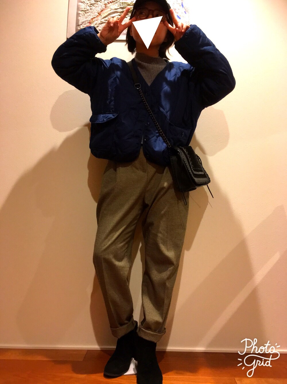 「ZARA、KBF、しまむら、キャップ女子、プチプラ、丸メガネ」｜「LEPSIMのアソートCAP 778828（キャップ、ブラック系）」を使った、87picoさん（レディース・153cm）の冬コーディネートの1枚目の写真