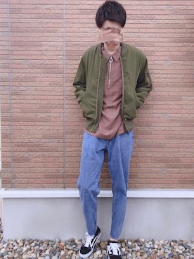「BEAUTY&YOUTH UNITED ARROWS（ビューティーアンドユースユナイテッドアローズ）のアイテム（MA-1）」を使った、kenjiさん（メンズ・182cm）の冬コーディネート