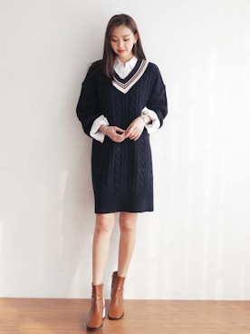 「lady」｜「アイテム（ワンピース/ドレス）」を使った、ANWAIIさん（レディース・165cm）の冬コーディネート